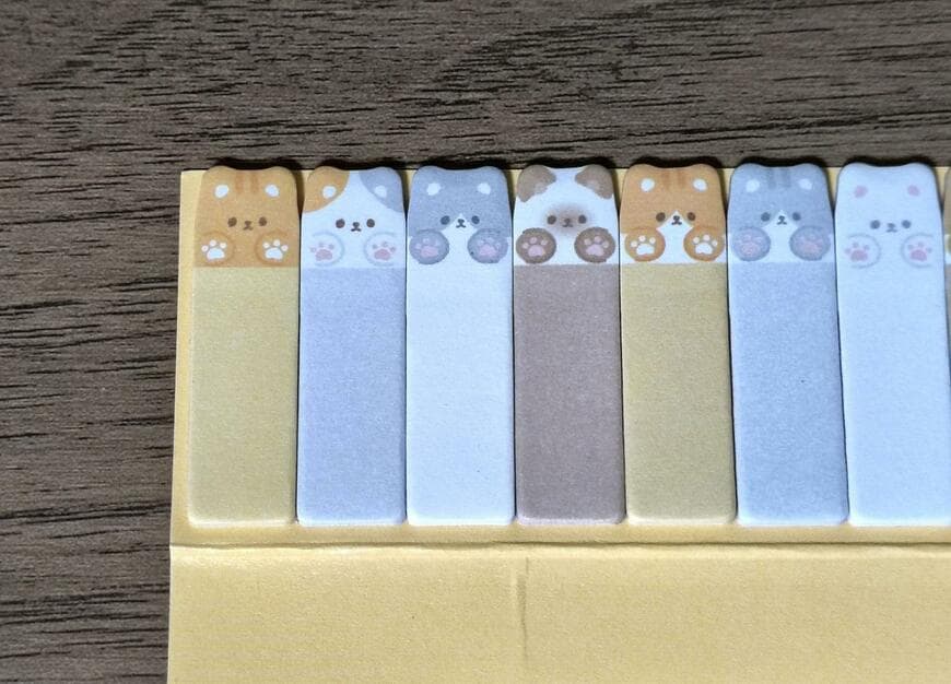 ダイソー、ミニファニーふせん(ねこ、小鳥)の画像