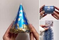 「これ300円で作れるの！？」セリアの三角帽子→クリスマスイベントにぴったりな〈ナチュラル可愛いパーティーハット〉に大変身！