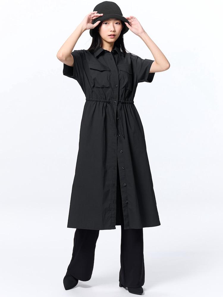 GU公式、ワークシャツワンピース(半袖)Q画像