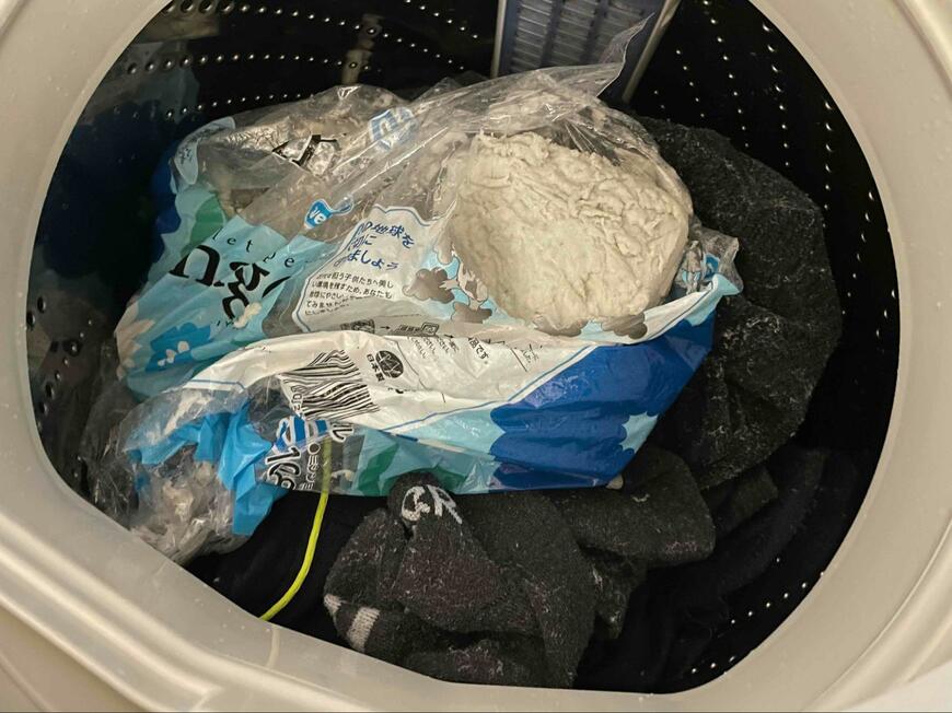 洗濯機に混入したトイレットペーパー