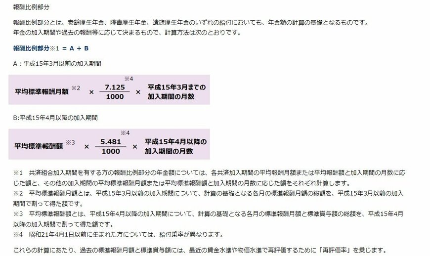 出所：日本年金機構　年金用語集「報酬比例部分」