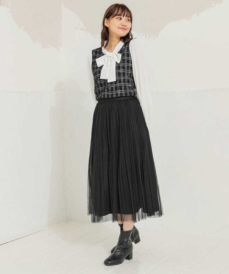 出所：ハニーズ公式通販 チュールプリーツスカート