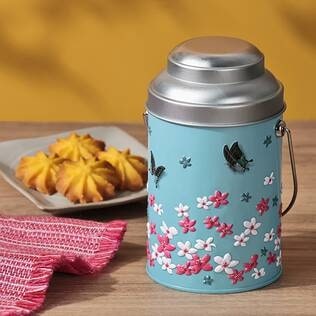 オリジナル　パイナップル風クッキー　客家柄缶