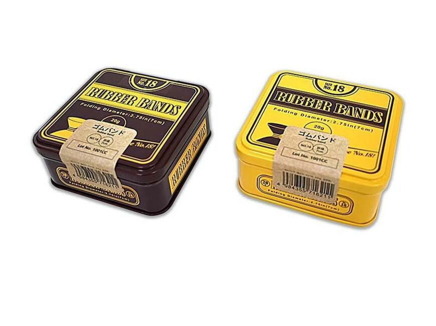 ダイソー、ゴムバンド(缶入り、No18、20g、正方形)画像