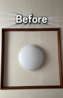 【築古汚家DIY】圧倒的昭和感のある天井照明まわりの木枠を北欧風カラーに大変身！「かわいい色」と話題