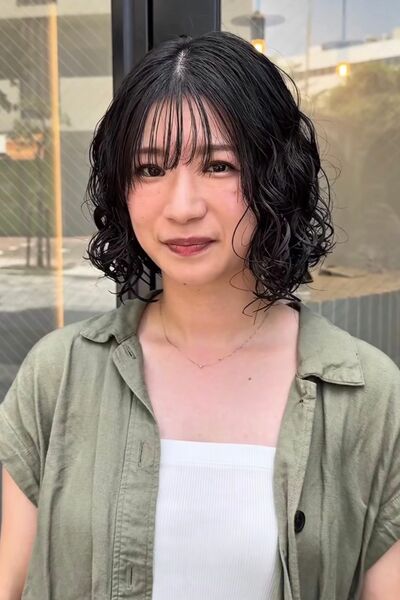 膨らみにくいボブパーマの完成
