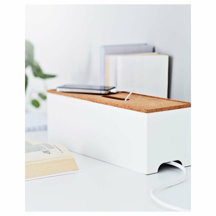 IKEA公式 KVISSLE クヴィッスレ ケーブルマネジメントボックス コルク/ホワイト