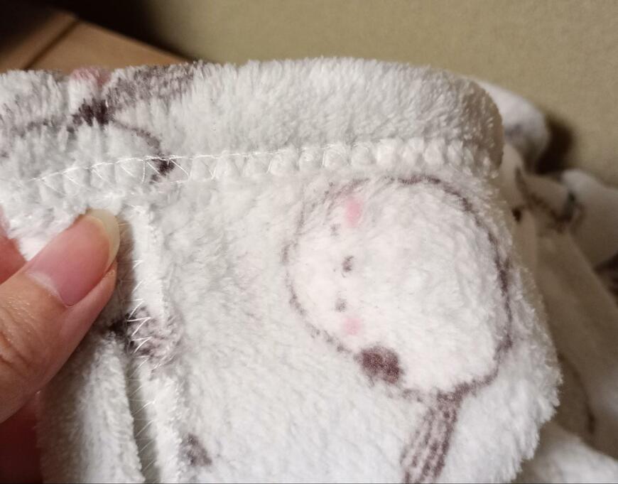 出所：筆者撮影（ダイソー、ひざかけ（サンゴマイヤー、シマエナガ））