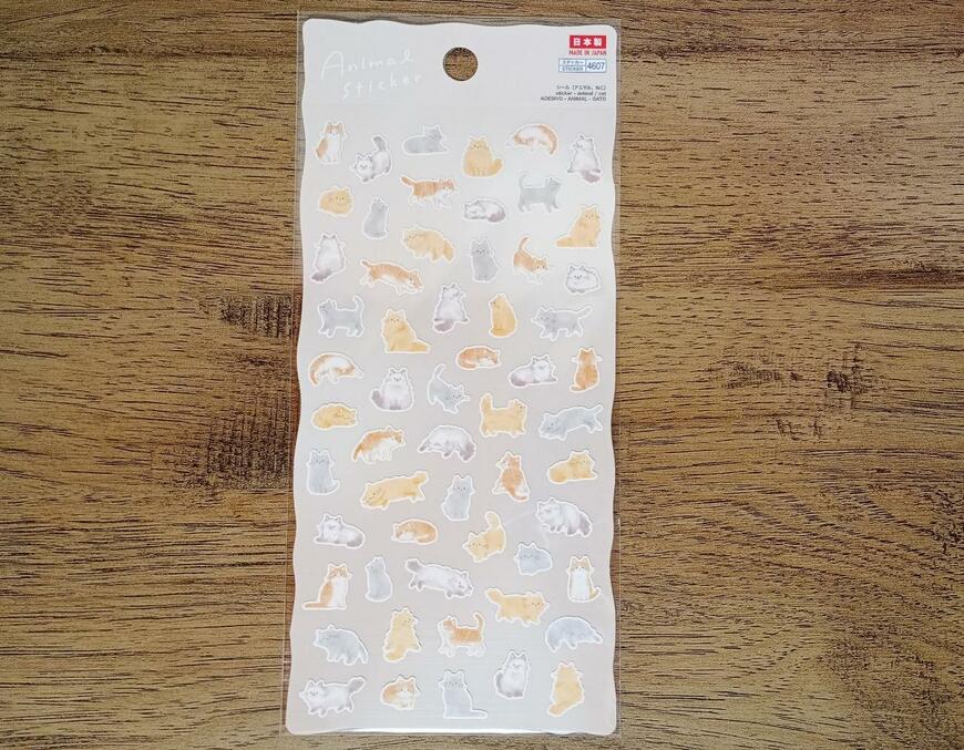筆者撮影（ダイソー、シール（アニマル、ねこ））