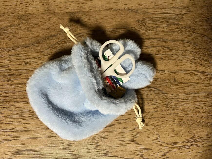 セリア、ラビット巾着袋 巾着ポーチ ナチュラルカラー