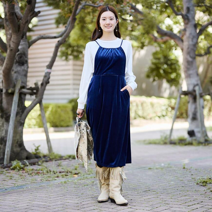 ワークマン、レディース撥水ベロアキャミワンピース画像