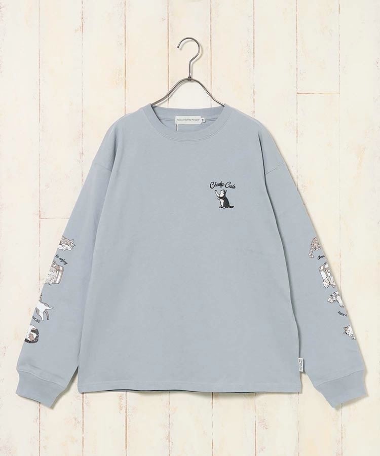 ブルーブルーエ公式　ネコ袖プリントロンT