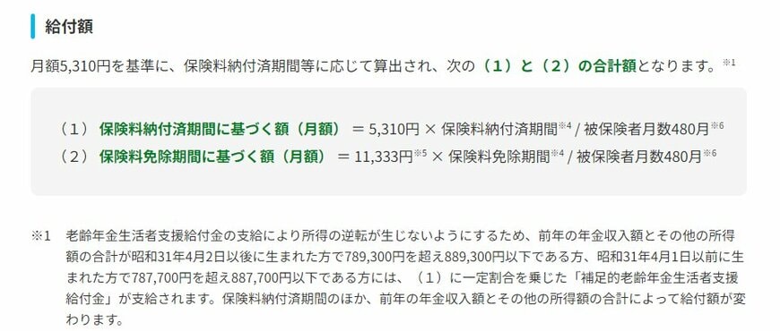年金生活者支援給付金の計算式