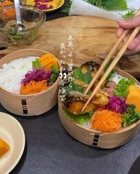 【鯖の蒲焼き風弁当】彩り豊かで交互に詰めた鯖と大葉が美しい！「おいしそうなお弁当ですね、憧れます」の声