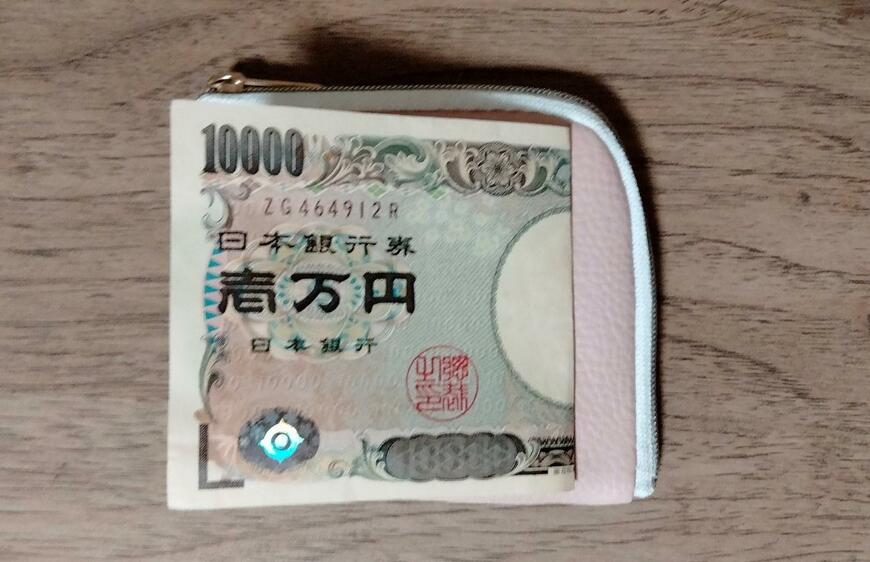 筆者撮影（セリア、革風 コインケース L字ファスナー）