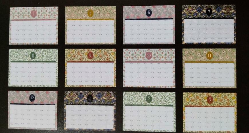 筆者撮影（セリア、卓上カレンダー ウィリアム・モリス 4月始まり）