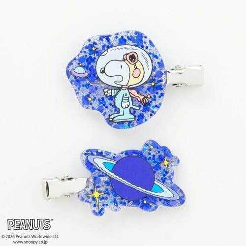 アクセントに。シャンブルの「ヘアクリップ２点セット（PEANUTS）」ブルー