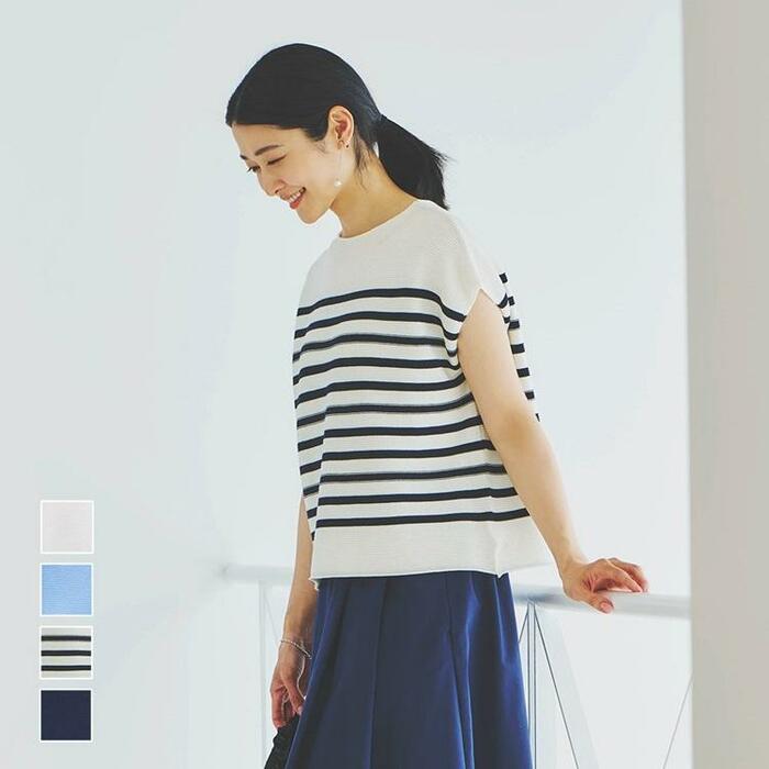 ガーターフレンチスリーブニット