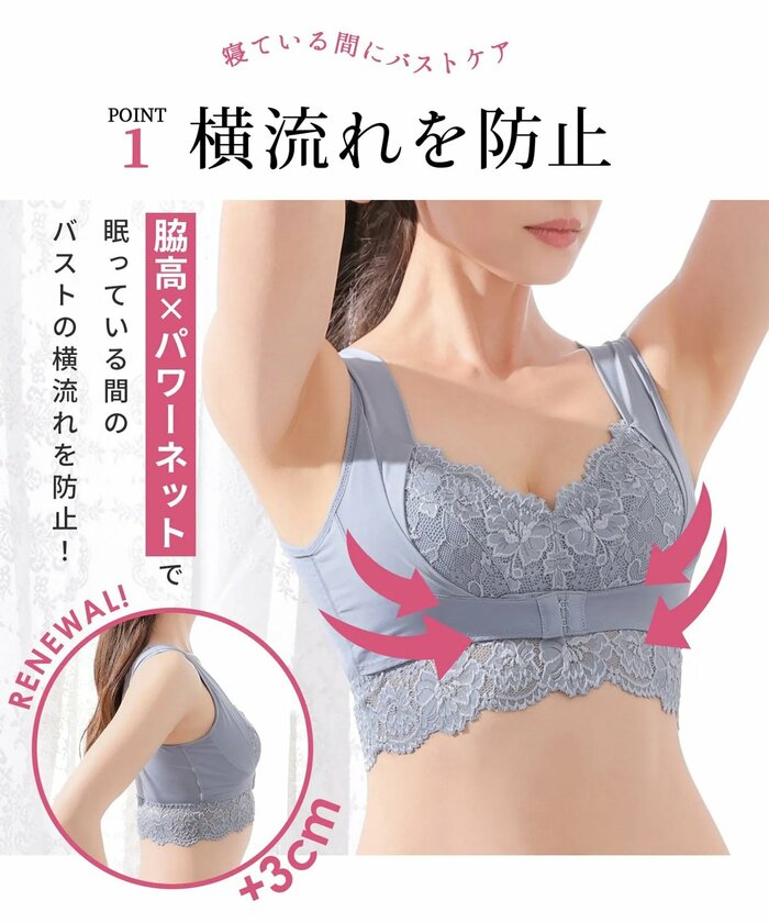 パワーネットで眠っている間のバストの横流れを防止