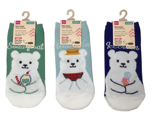 出所：ダイソー公式　ショートソックス（抗菌防臭、ブークレー、サマーベアー）