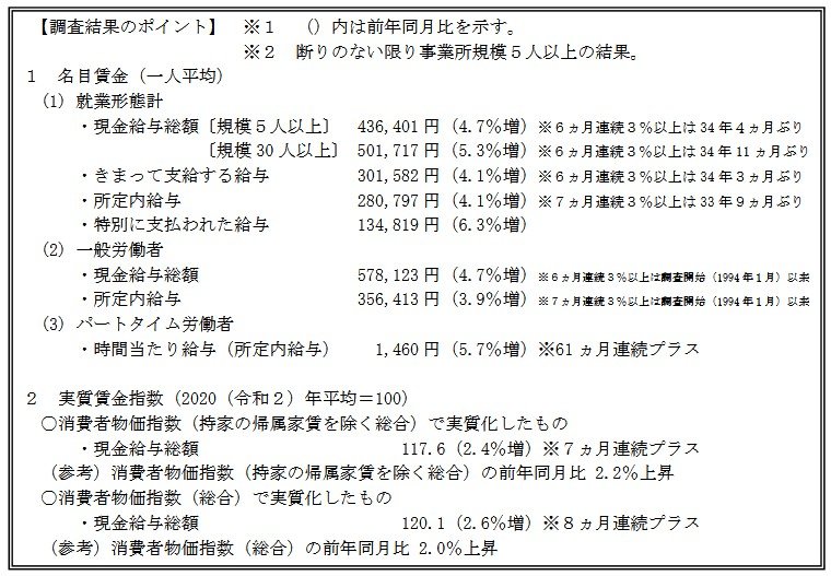毎月勤労統計調査 2026（令和８）年７月分結果速報