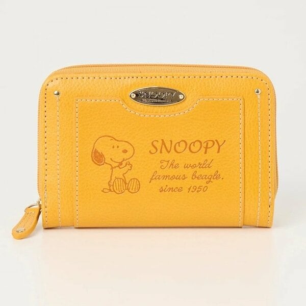 スヌーピーナチュラル合皮ラウンドファスナー折財布 