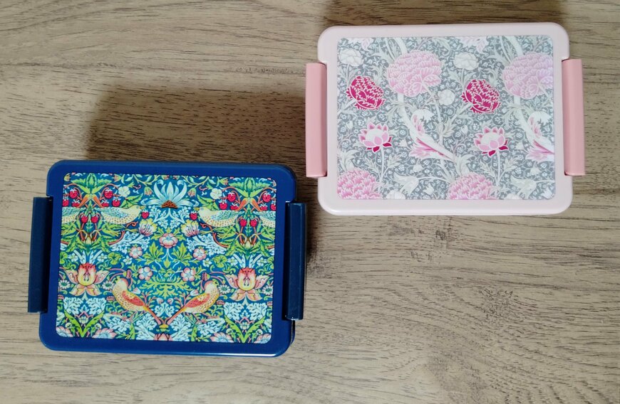 筆者撮影（セリア、ランチボックス 380ml ウィリアムモリス柄）