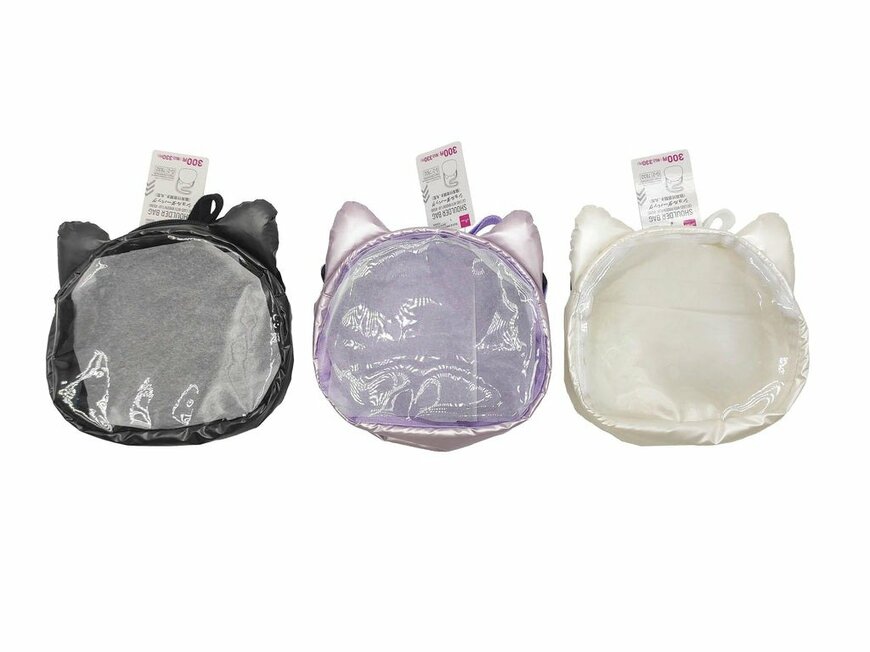 ダイソー、猫耳付窓開きショルダーバッグ（丸型）商品画像