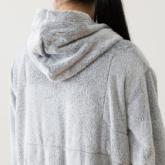 ニトリ公式　洗えるUSB着る毛布フード付きミドル（NウォームSP GY）