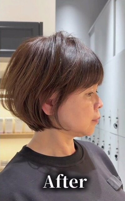 丸みのあるショートボブに変わった仕上がり