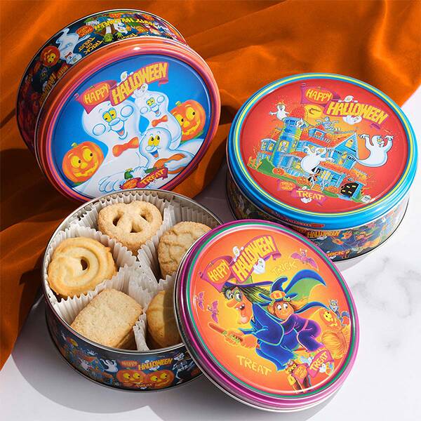 海外の雰囲気がおしゃれな「ヤコブセンハロウィンバタークッキーティン」