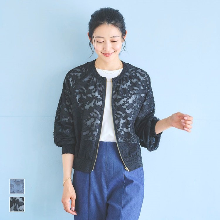 出所：KEYUCA公式　バックギャザーシアージャガードブルゾン