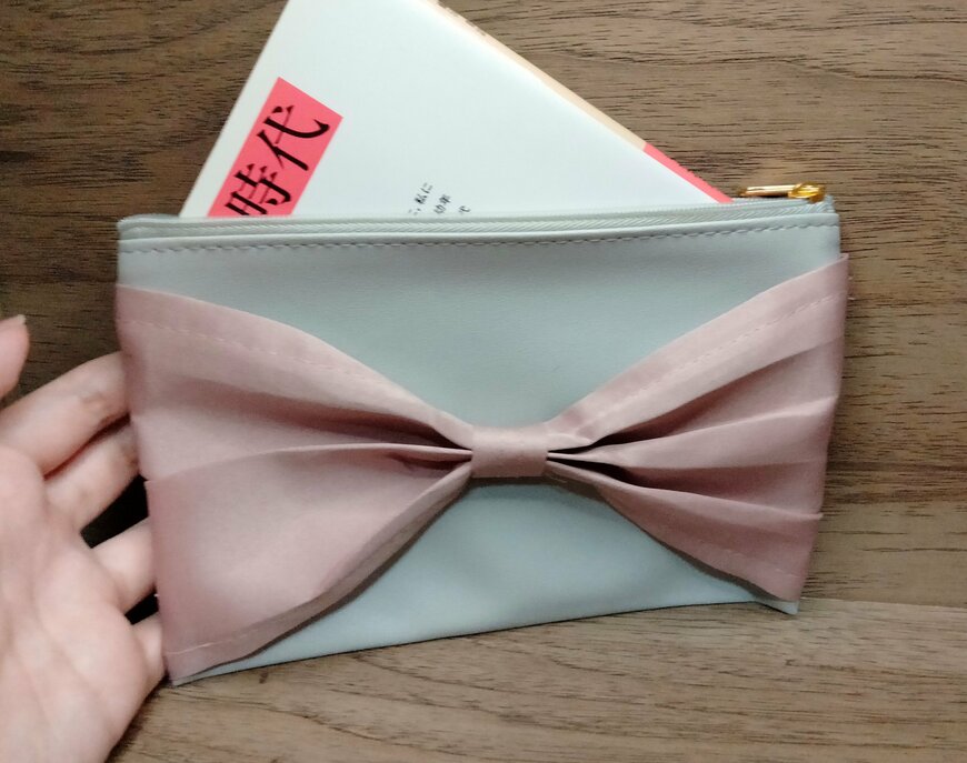 筆者撮影（セリア、フラットポーチビッグリボン付）