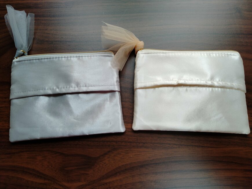 筆者撮影（セリア、サテン ポケティポーチ チュール付）