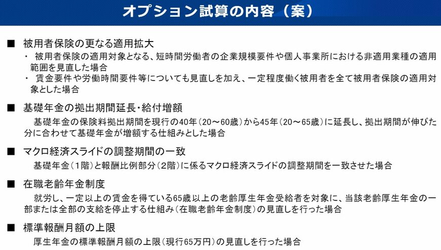 【写真全4枚中2枚目】2024年の「財政検証」の主な5項目