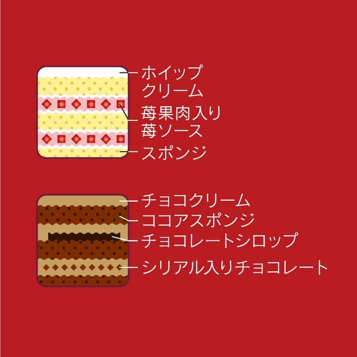 風味豊かなチョコクリームのデコレーションが半分ずつ合わさったまさに“いいとこ取り”