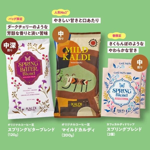 カルディが厳選した3種類のコーヒーが入っています