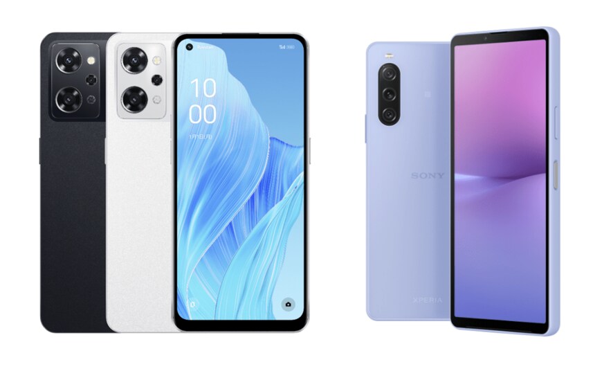 出所：OPPO公式サイト「OPPO Reno9 A」／Xperia公式サイト「Xperia 10 V」