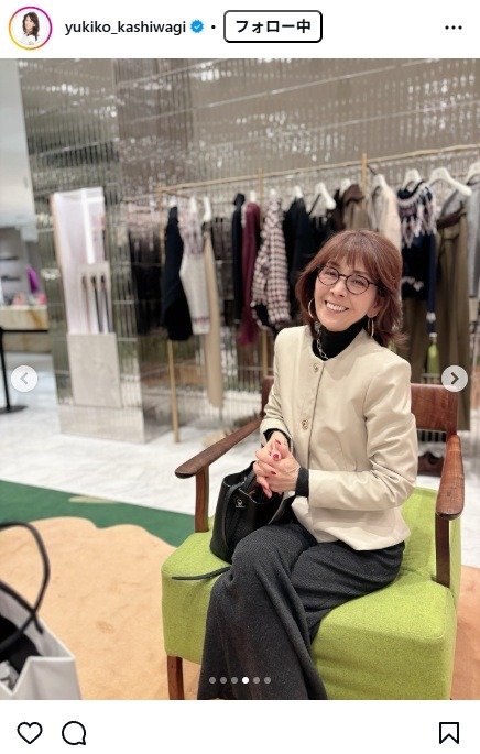出所：柏木由紀子のInstagram（＠yukiko_kashiwagi） 参照日：2025年12月26日