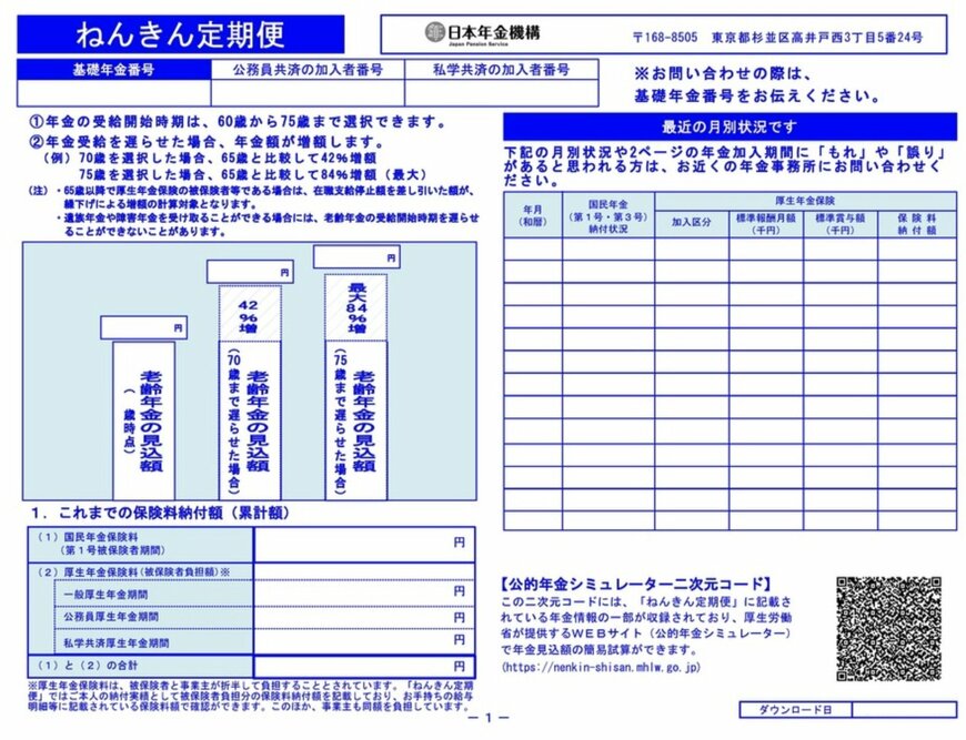 出所：日本年金機構「「ねんきんネット」による電子版「ねんきん定期便」」