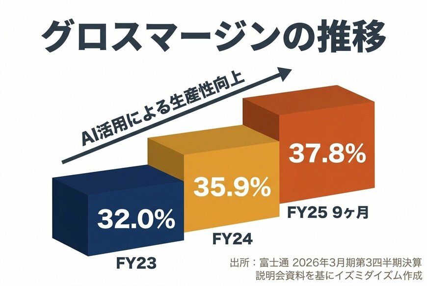 富士通のグロスマージン（粗利率）推移