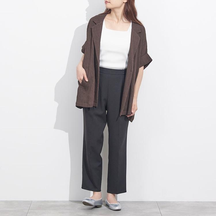 ジャガード楊柳5分袖ジャケット