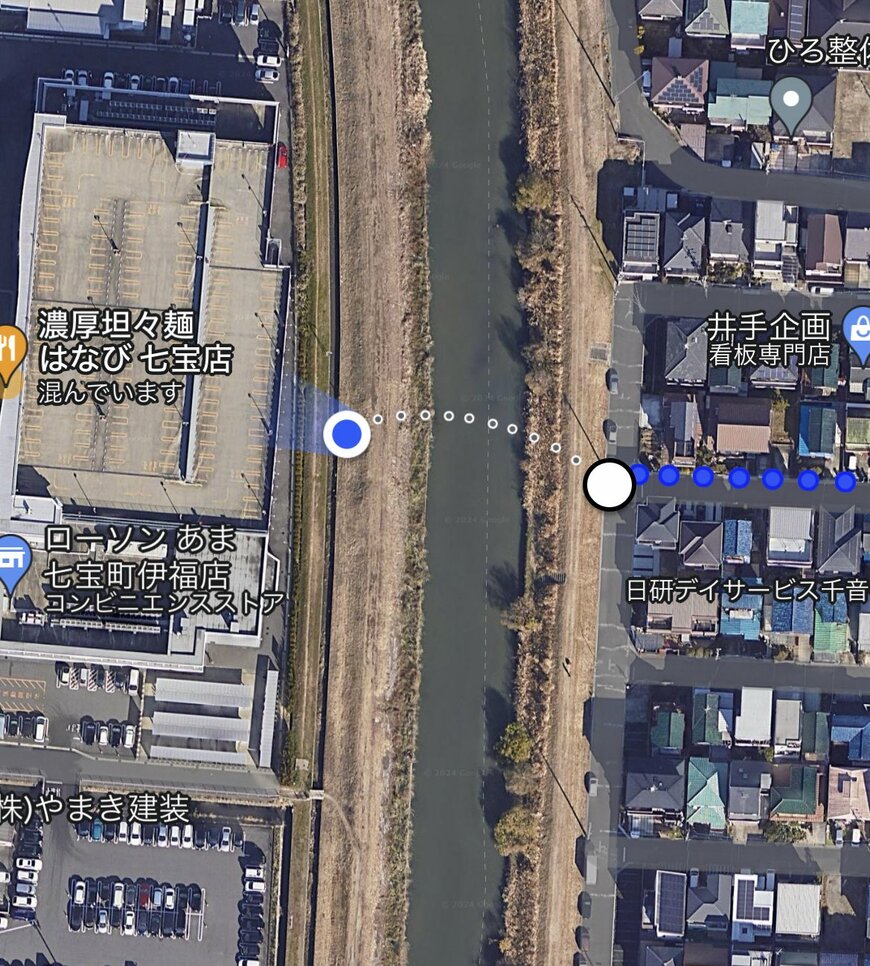 グーグルマップで案内されたルート