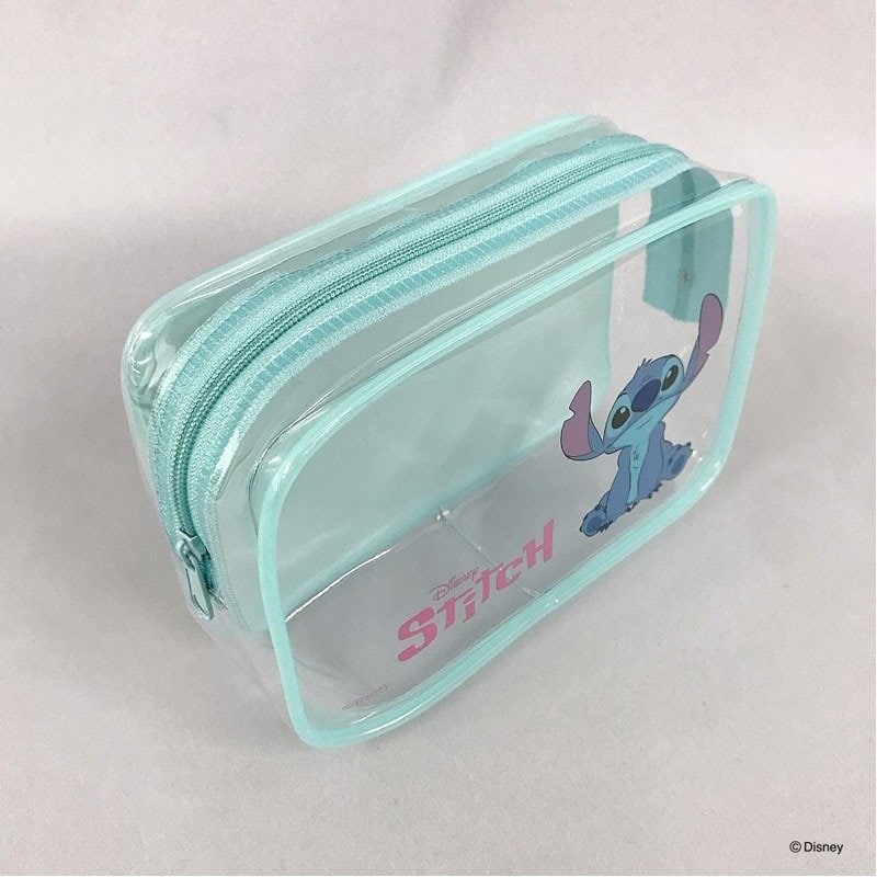 キャンドゥ公式　【数量限定】ディズニー／スティッチ　スクエアクリアポーチ（マチ）
