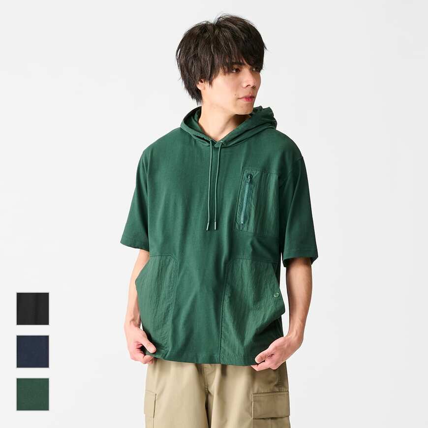 ワークマン公式 マルチポケット5分袖フーディ