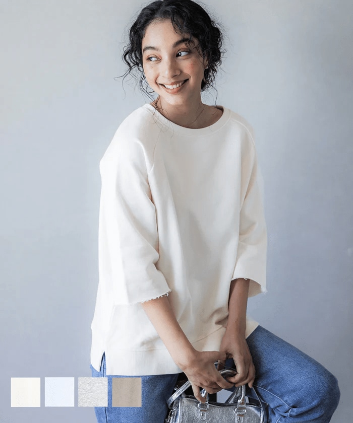 スウェット レディース ボートネック