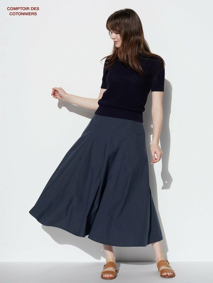 ユニクロ公式　コットンロングスカート