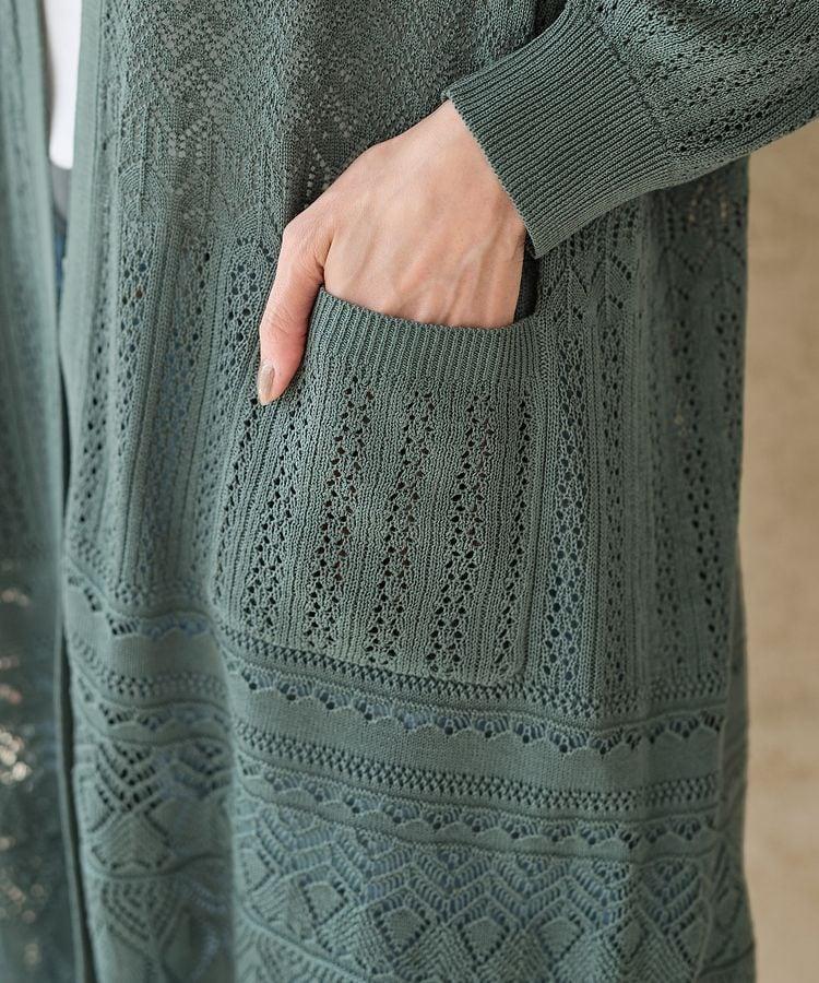 ハニーズ、8分袖透かし編トッパーカーデ画像