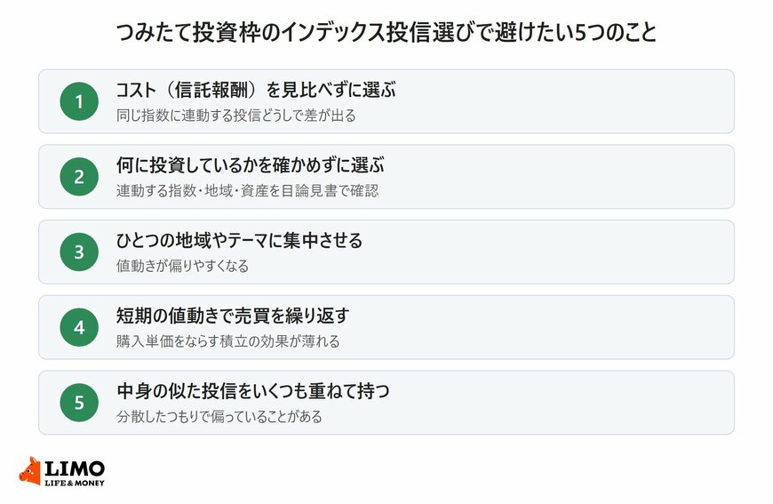 つみたて投資枠のインデックス投信選びで避けたい5つのこと