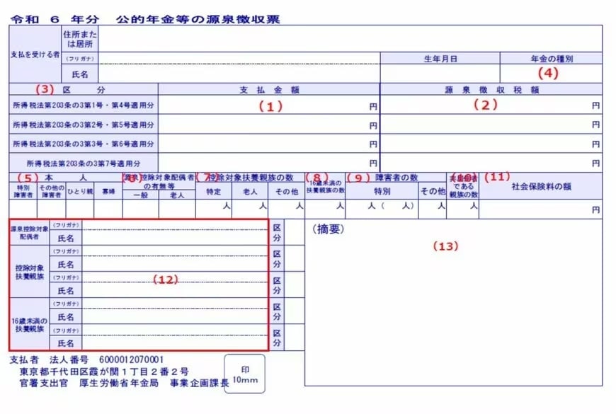 公的年金等の源泉徴収票